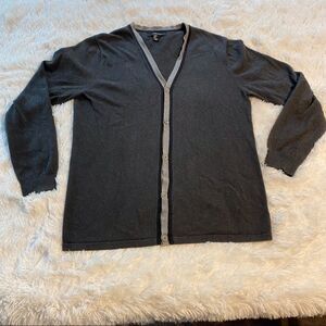 Mark Law Luxury 100% Cotton Buttoned Cardigan, Size Medium, Gray Toned